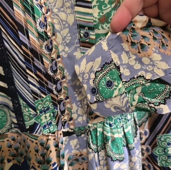 Anthropologie Tiny Caviana Shirt Dress Green Medium Drop Waist Loose Fit - Picture 7 of 9